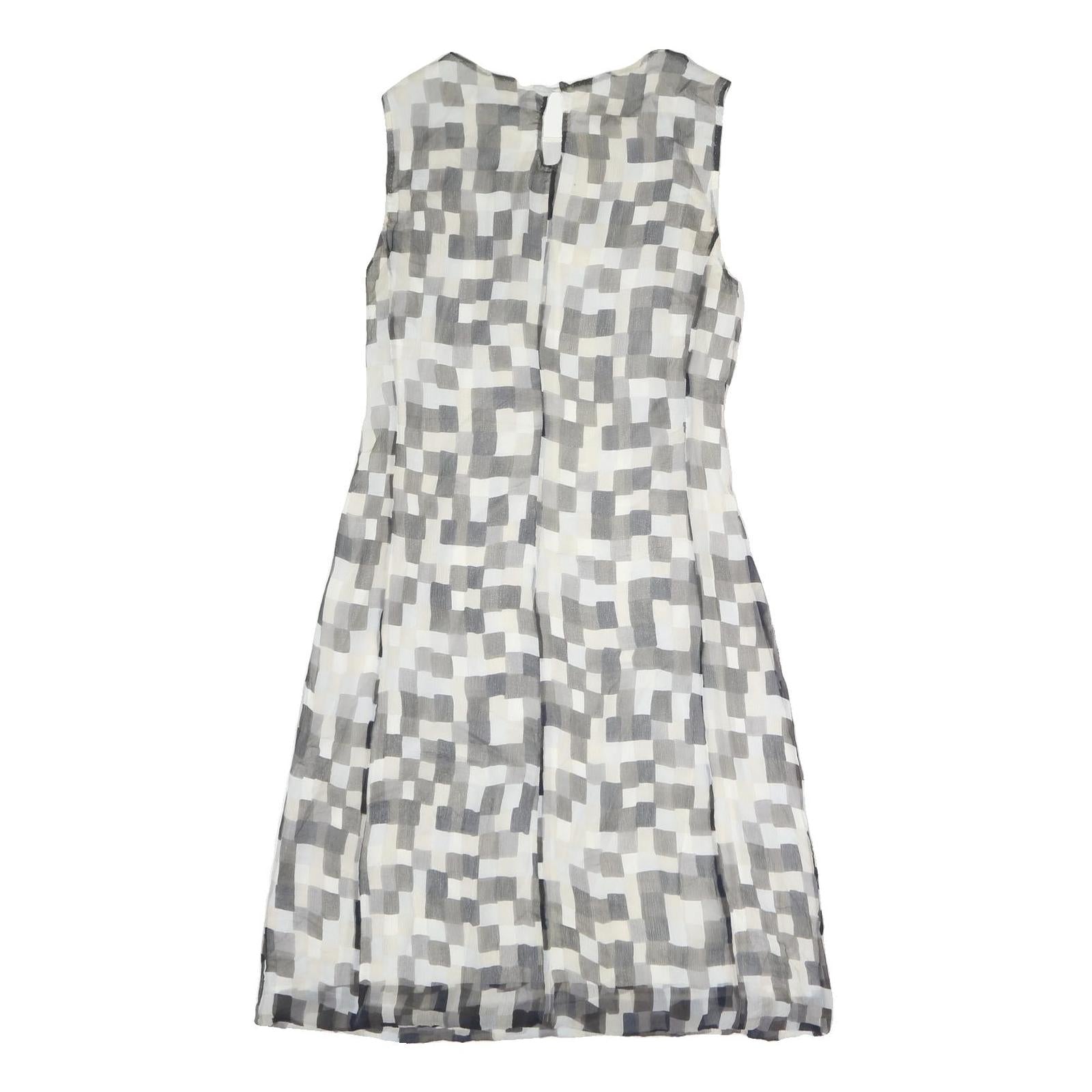 BOSS HUGO BOSS Womens Grey White Geometric Sleeveless Day Polyester Dress M