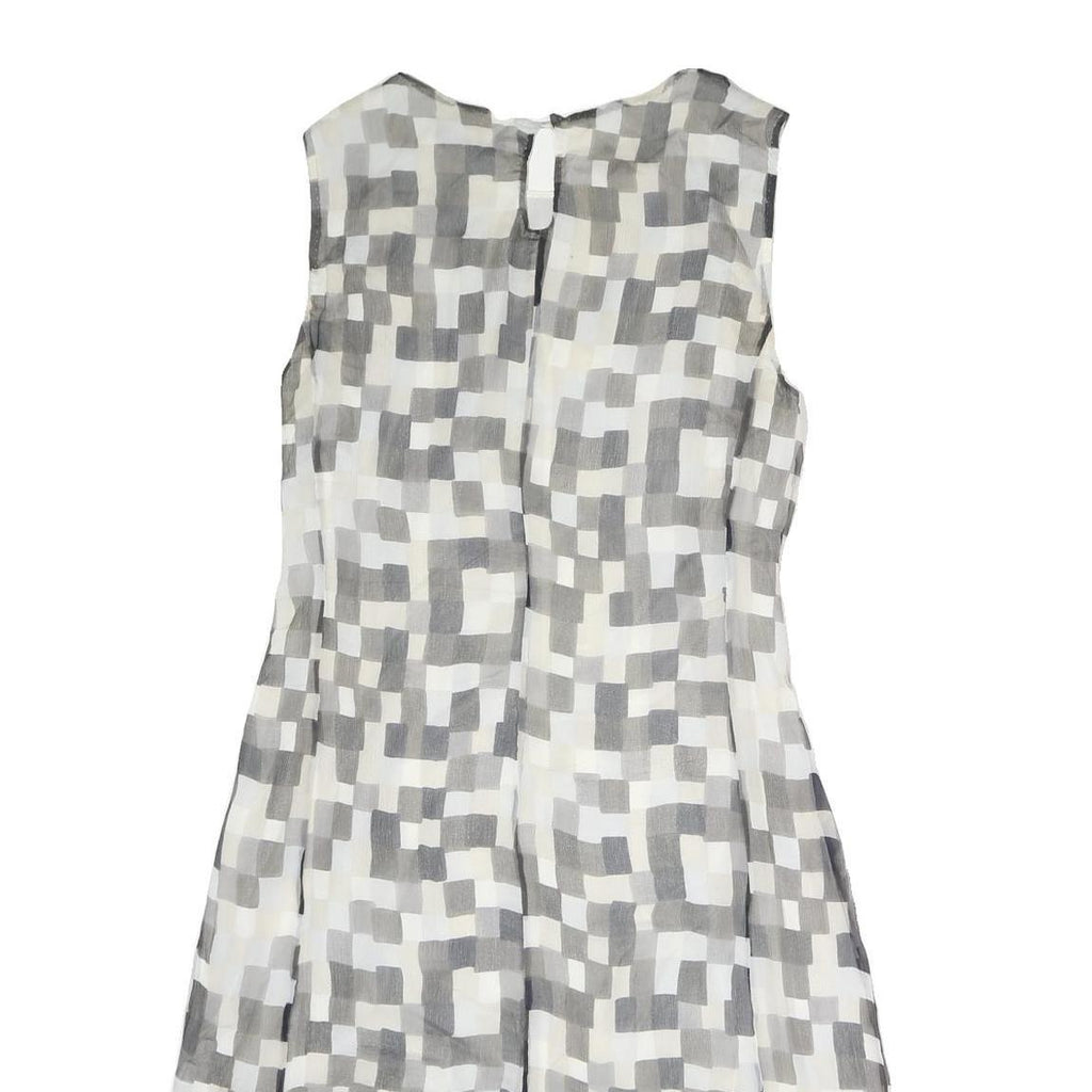 BOSS HUGO BOSS Womens Grey White Geometric Sleeveless Day Polyester Dress M