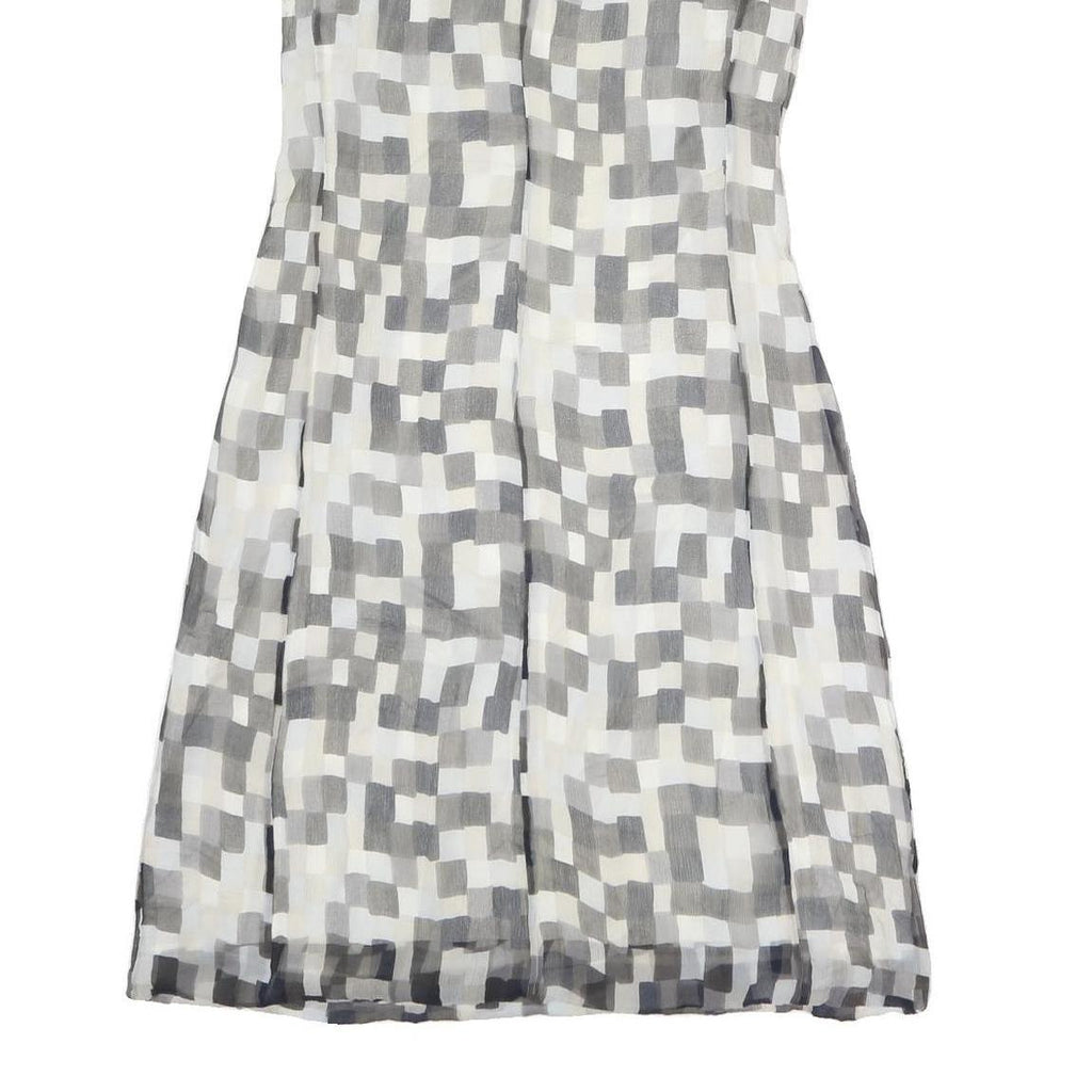 BOSS HUGO BOSS Womens Grey White Geometric Sleeveless Day Polyester Dress M