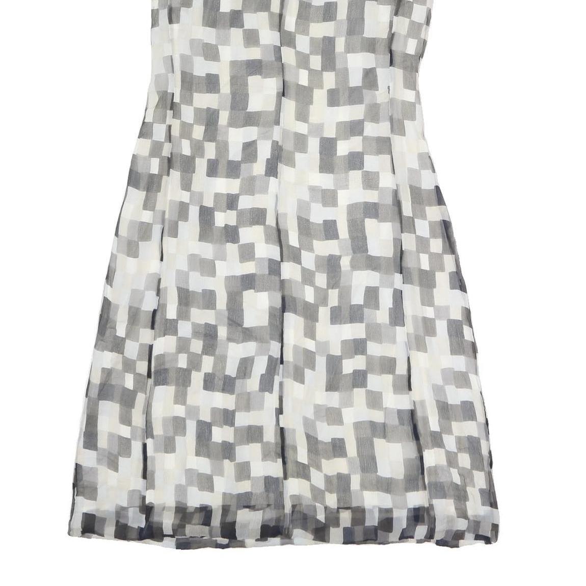 BOSS HUGO BOSS Womens Grey White Geometric Sleeveless Day Polyester Dress M