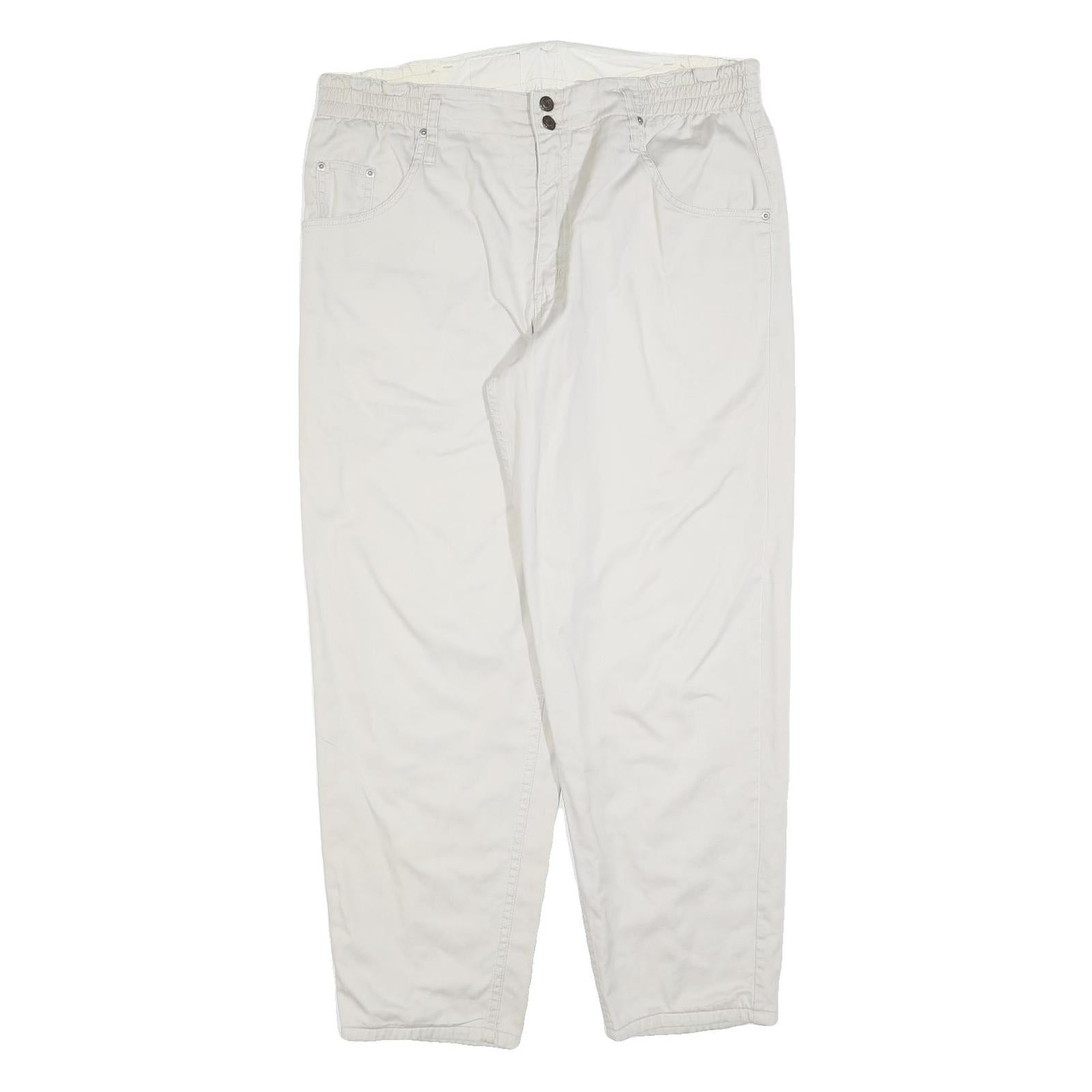 BIG STAR Mens Cotton Blend White Regular Fit Straight Leg Trousers W38 L30