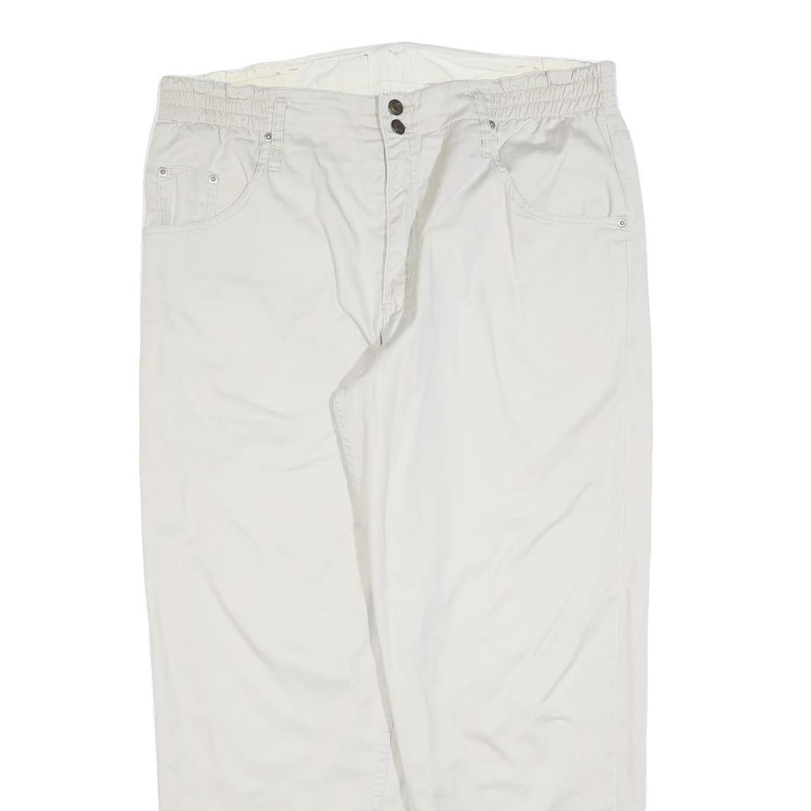 BIG STAR Mens Cotton Blend White Regular Fit Straight Leg Trousers W38 L30