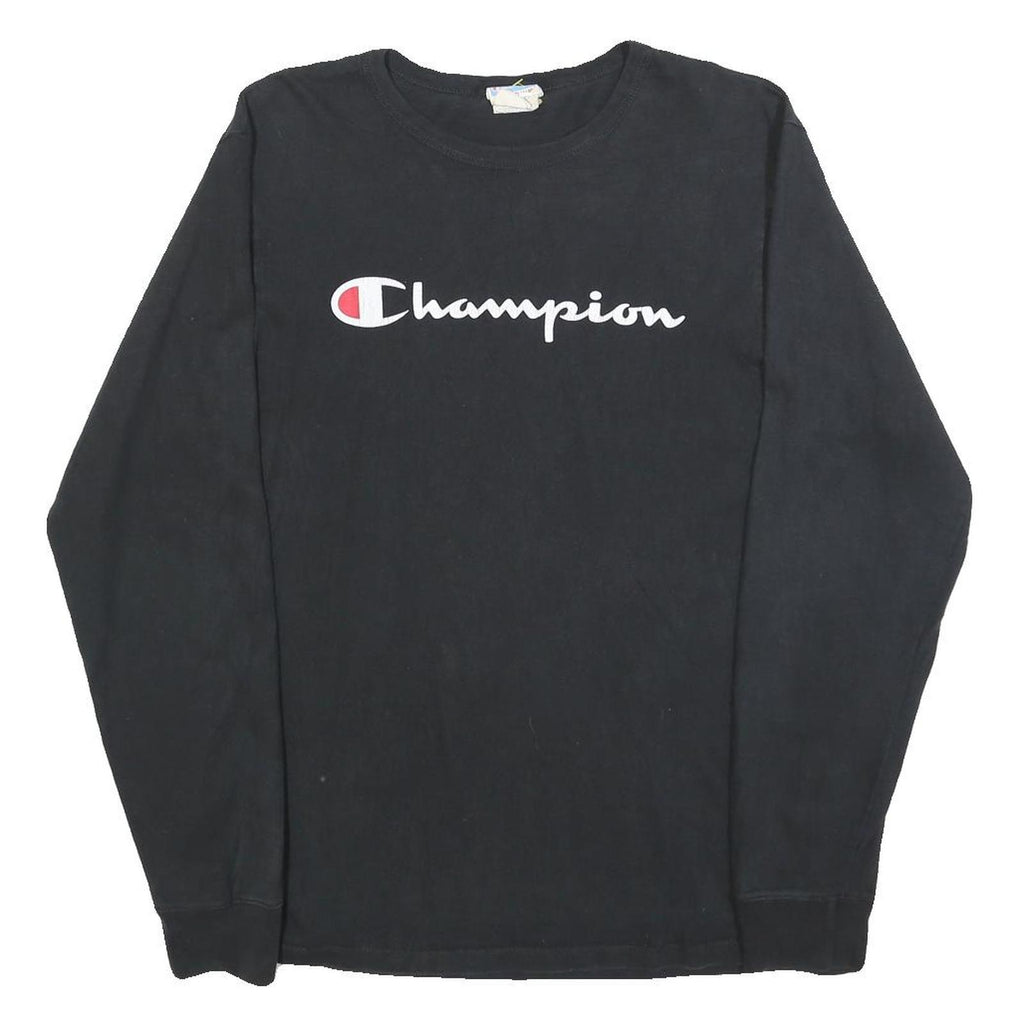 CHAMPION Mens Black Long Sleeve Crew Neck Classic Logo T-Shirt M