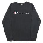 CHAMPION Mens Black Long Sleeve Crew Neck Classic Logo T-Shirt M
