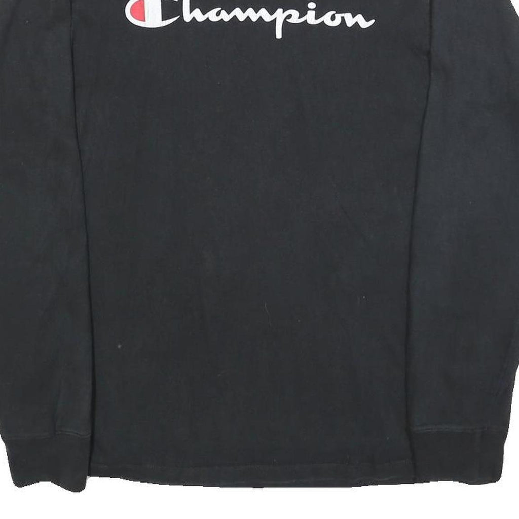 CHAMPION Mens Black Long Sleeve Crew Neck Classic Logo T-Shirt M