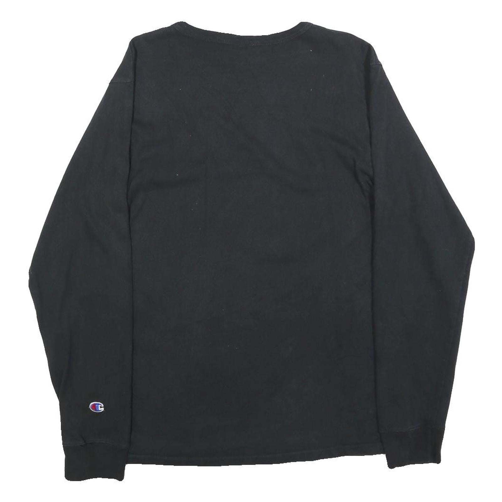 CHAMPION Mens Black Long Sleeve Crew Neck Classic Logo T-Shirt M