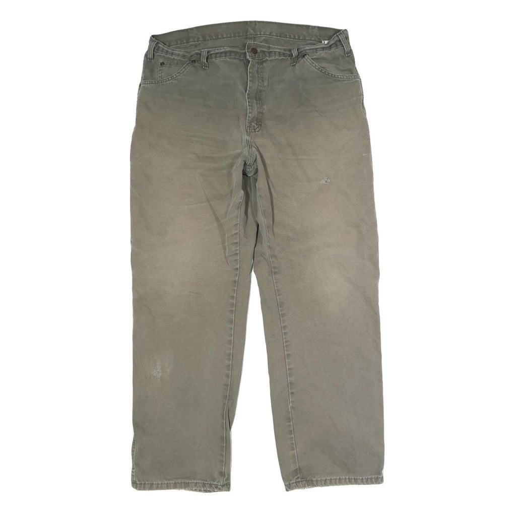 DICKIES Mens Cotton Beige Regular Fit Straight Trousers W38 L31 Workwear Button