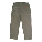 DICKIES Mens Cotton Beige Regular Fit Straight Trousers W38 L31 Workwear Button