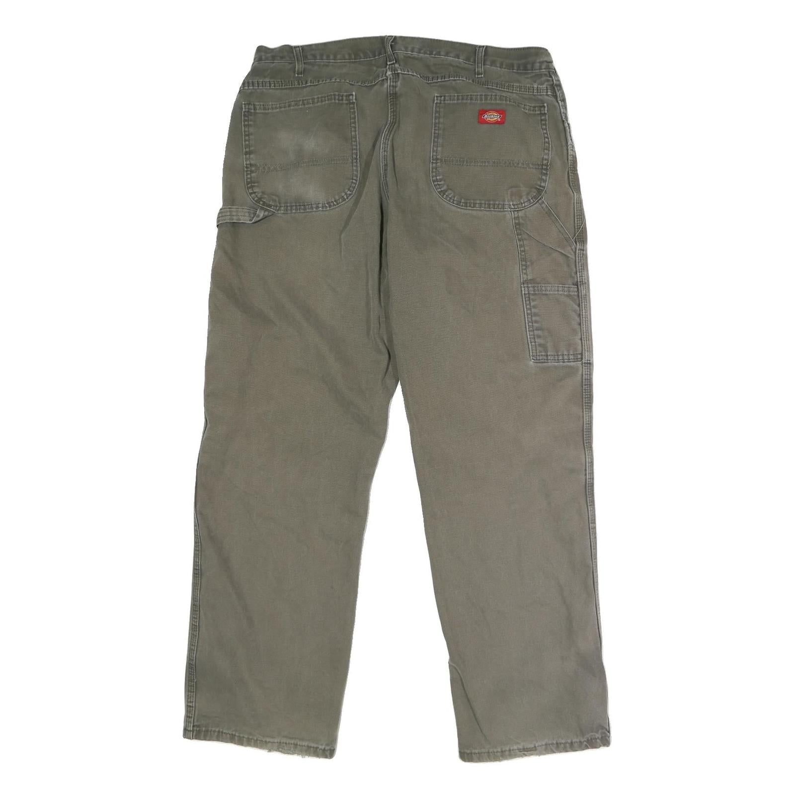 DICKIES Mens Cotton Beige Regular Fit Straight Trousers W38 L31 Workwear Button