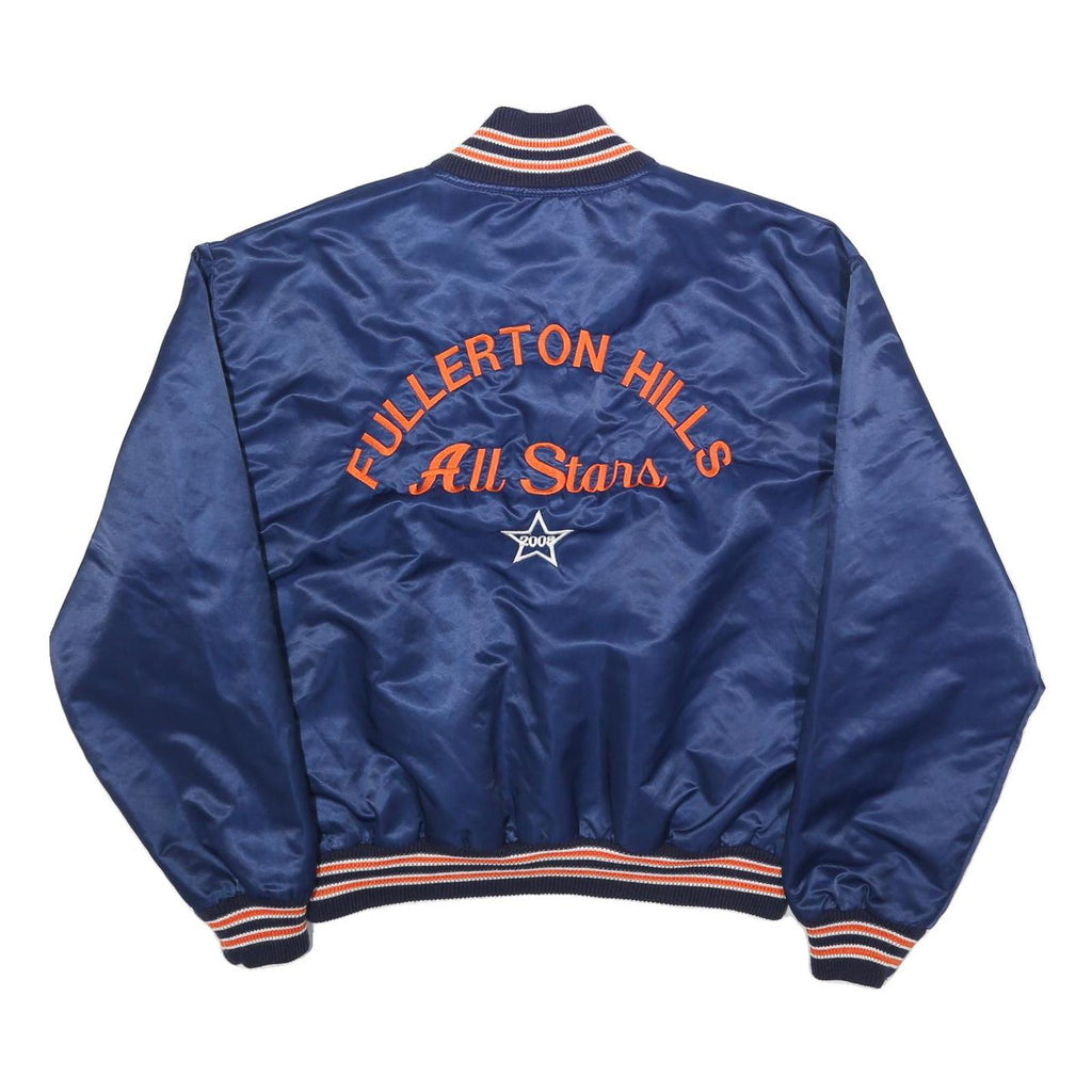 C&L Mens Blue Nylon Baseball Softball Jacket XL Polyester Button Bomber