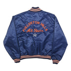 C&L Mens Blue Nylon Baseball Softball Jacket XL Polyester Button Bomber