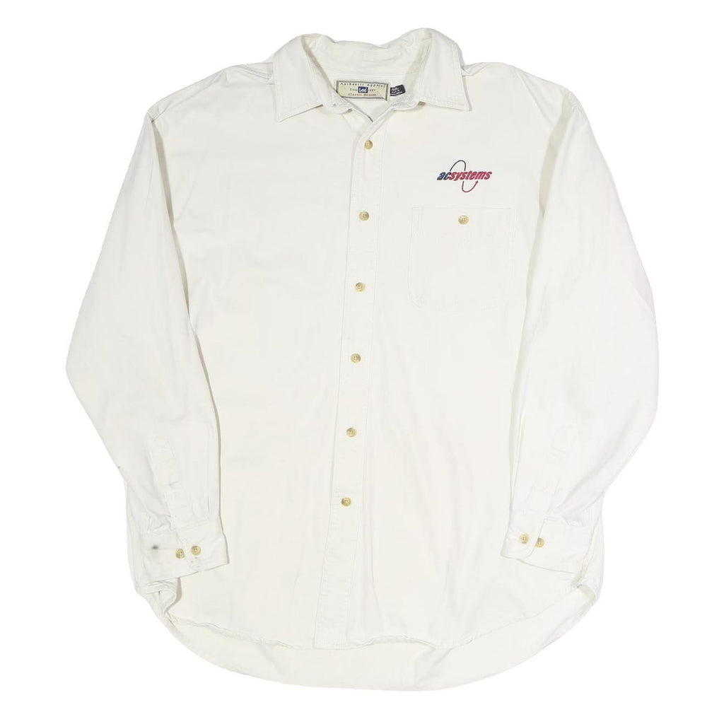LEE Mens White Acsystems Classic Cotton Blend Shirt XL Workwear Comfort