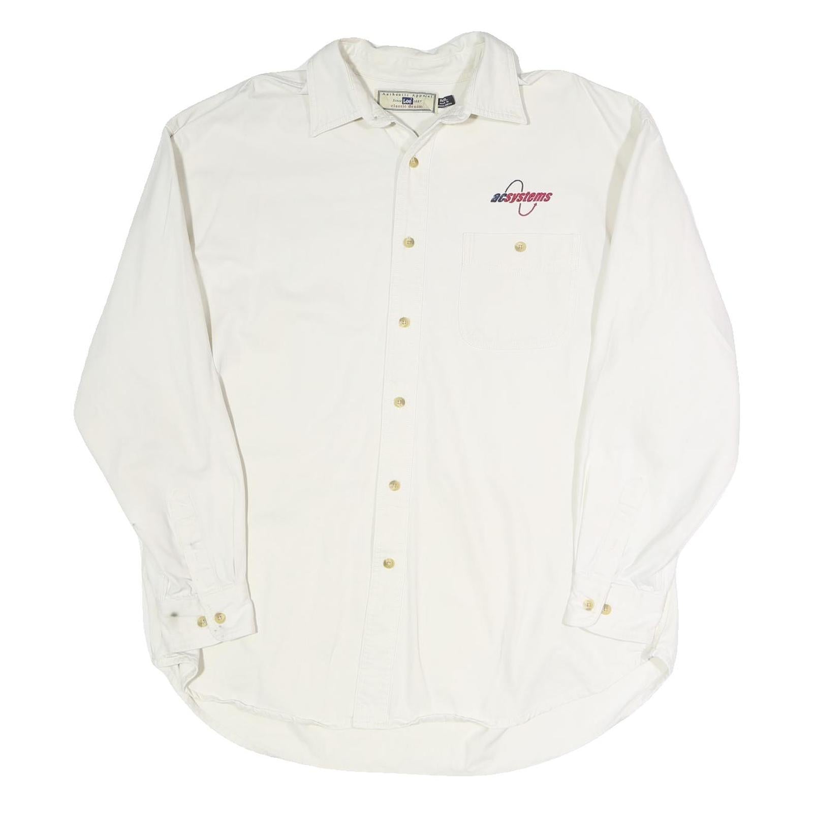LEE Mens White Acsystems Classic Cotton Blend Shirt XL Workwear Comfort