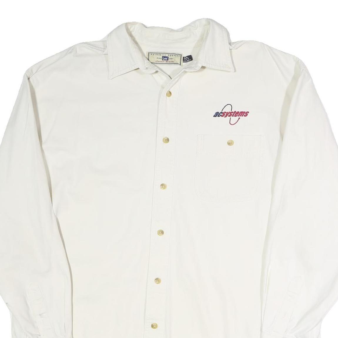 LEE Mens White Acsystems Classic Cotton Blend Shirt XL Workwear Comfort