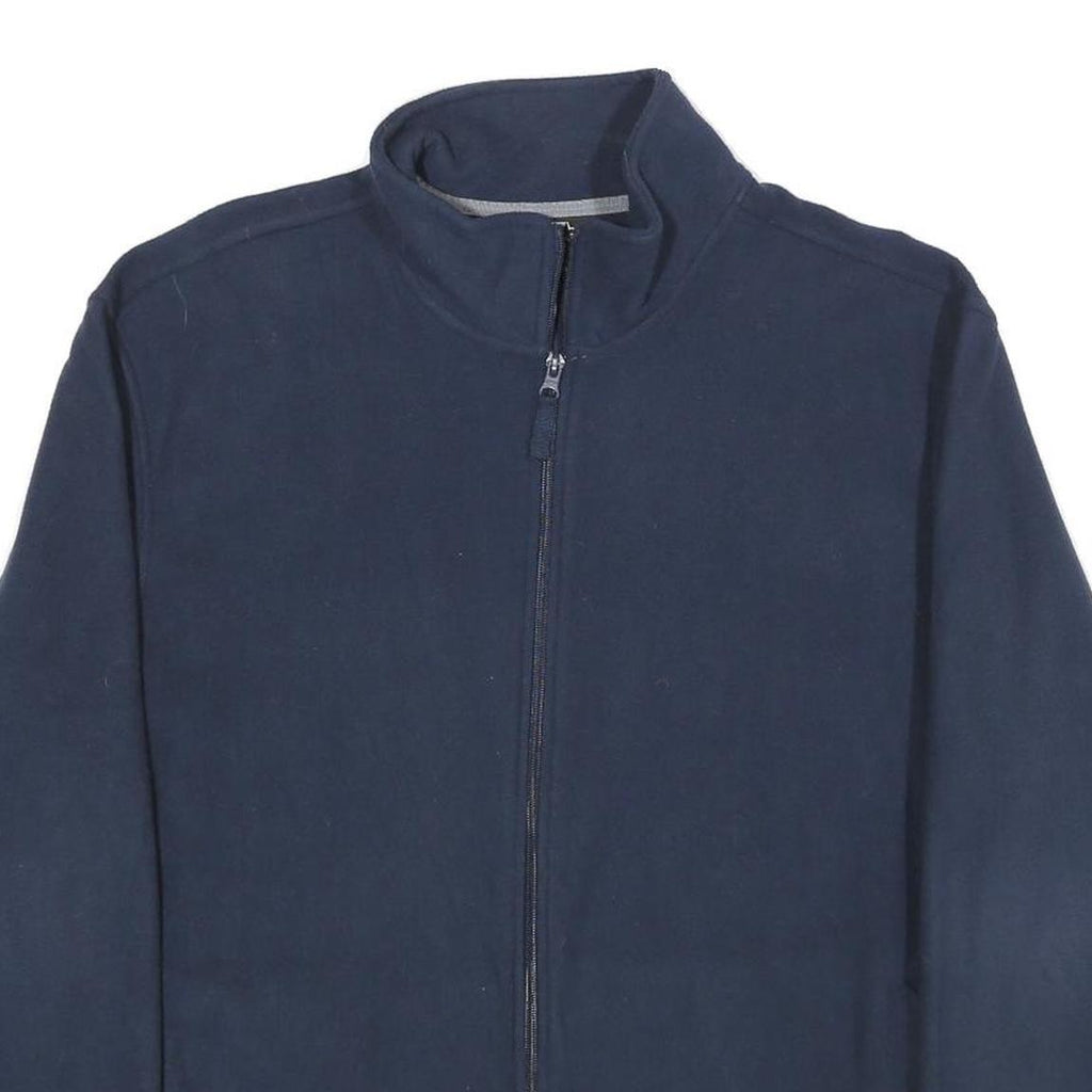 STARTER Mens Navy Blue Jacket L Polyester Zip Plain Casual Outerwear