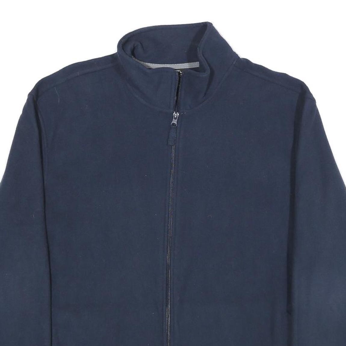 STARTER Mens Navy Blue Jacket L Polyester Zip Plain Casual Outerwear