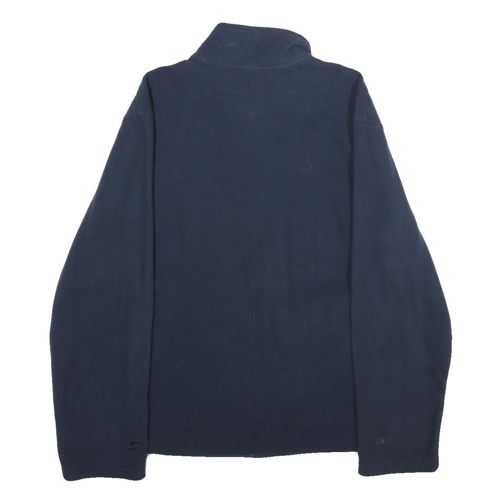 STARTER Mens Navy Blue Jacket L Polyester Zip Plain Casual Outerwear