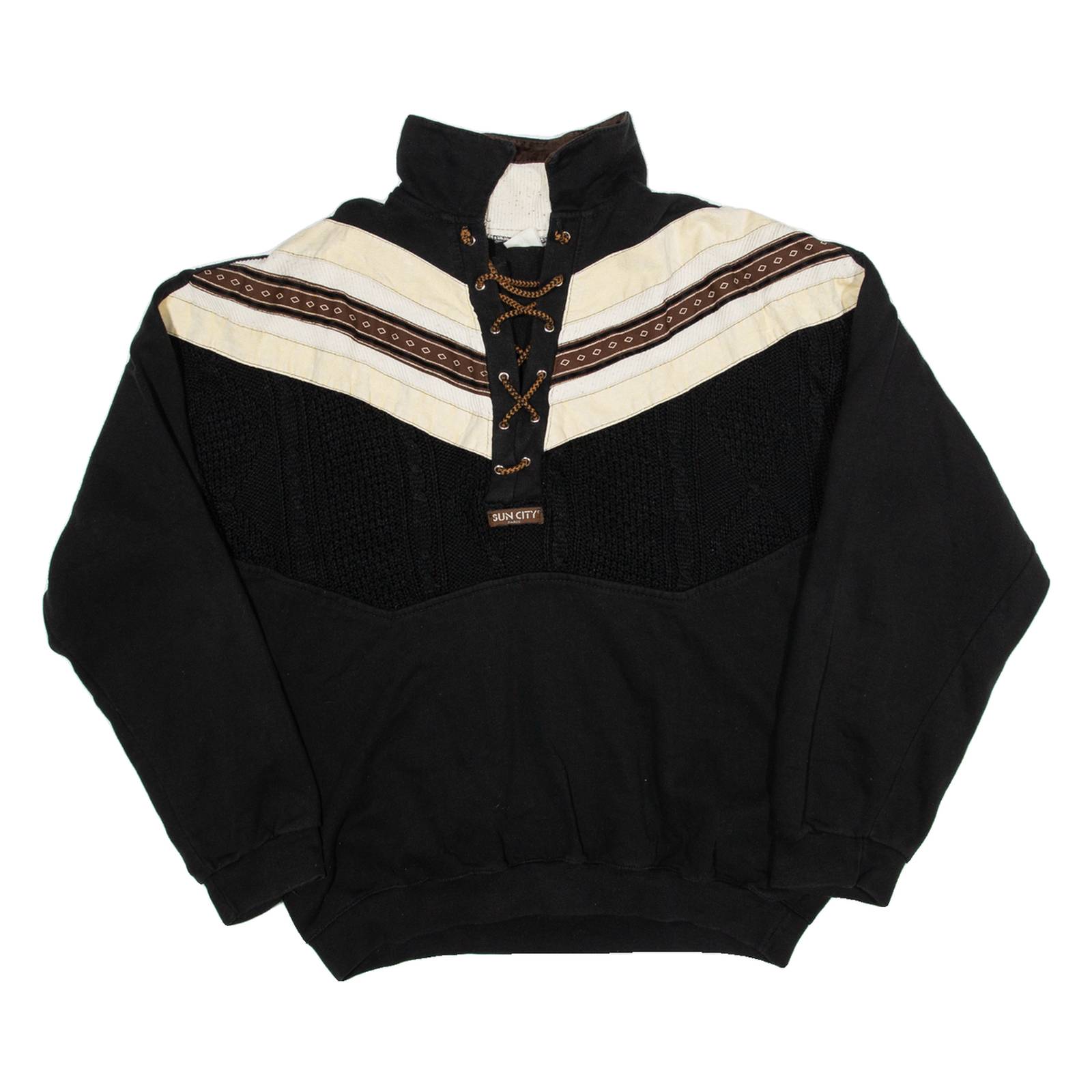 SUN CITY Womens Sweatshirt Black High Neck XL