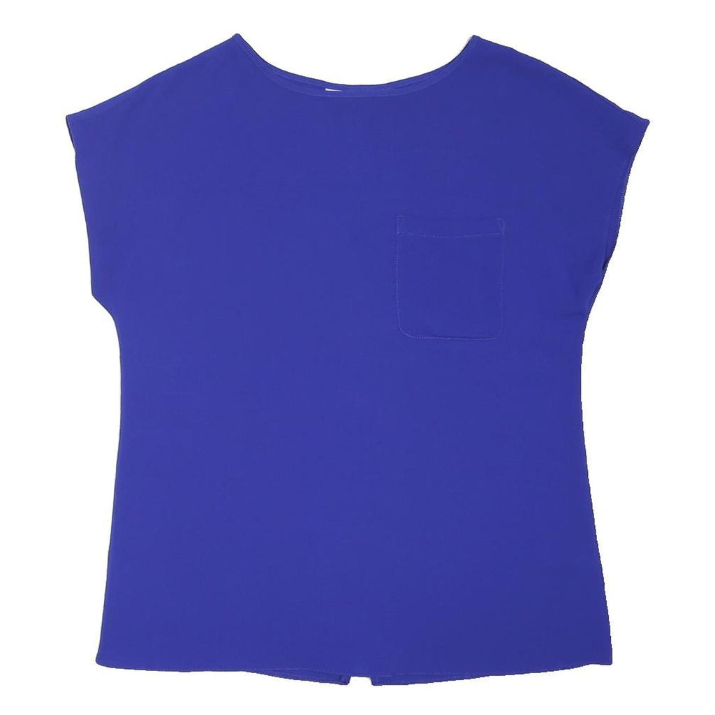DOROTHY PERKINS Womens Blue Top Sleeveless Round Neck Pocket UK 10 Zip Back