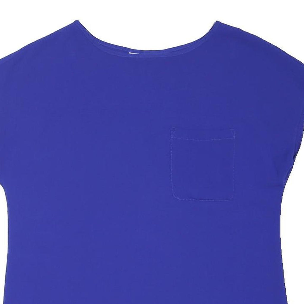 DOROTHY PERKINS Womens Blue Top Sleeveless Round Neck Pocket UK 10 Zip Back