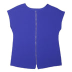 DOROTHY PERKINS Womens Blue Top Sleeveless Round Neck Pocket UK 10 Zip Back