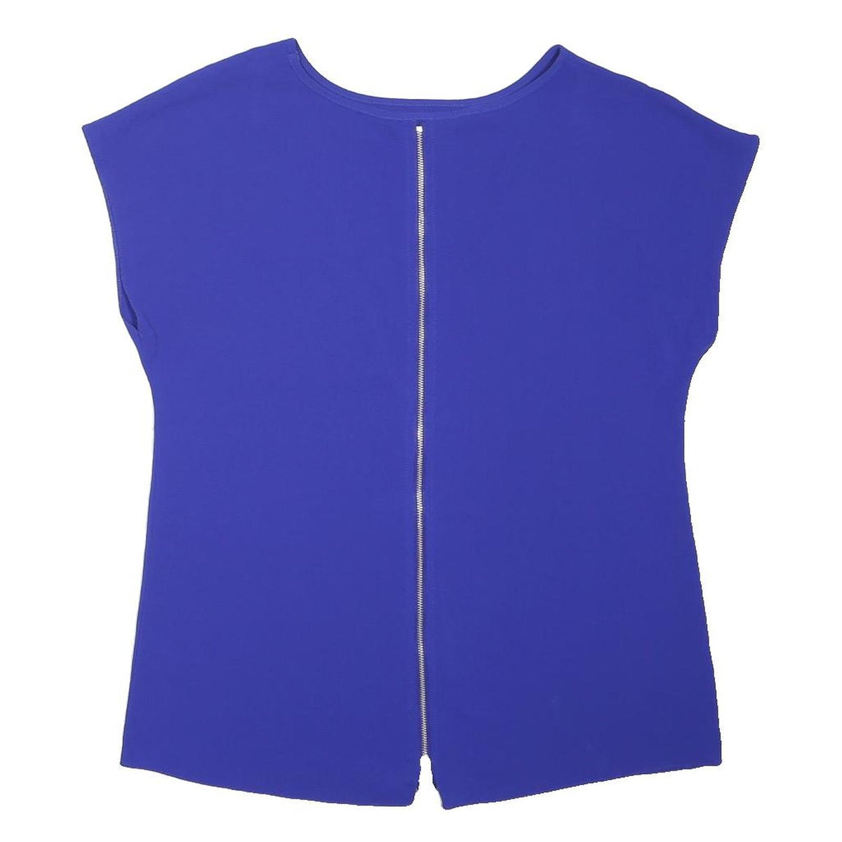 DOROTHY PERKINS Womens Blue Top Sleeveless Round Neck Pocket UK 10 Zip Back