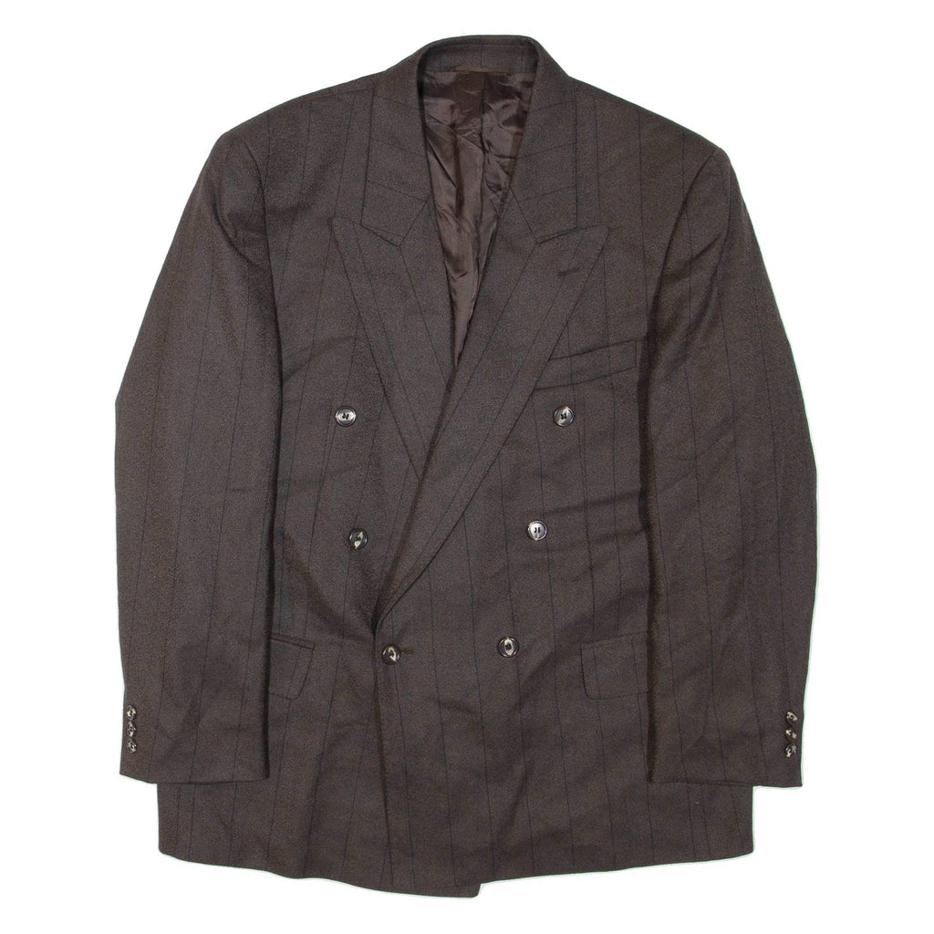 Mens Blazer Jacket Brown Wool Striped XL