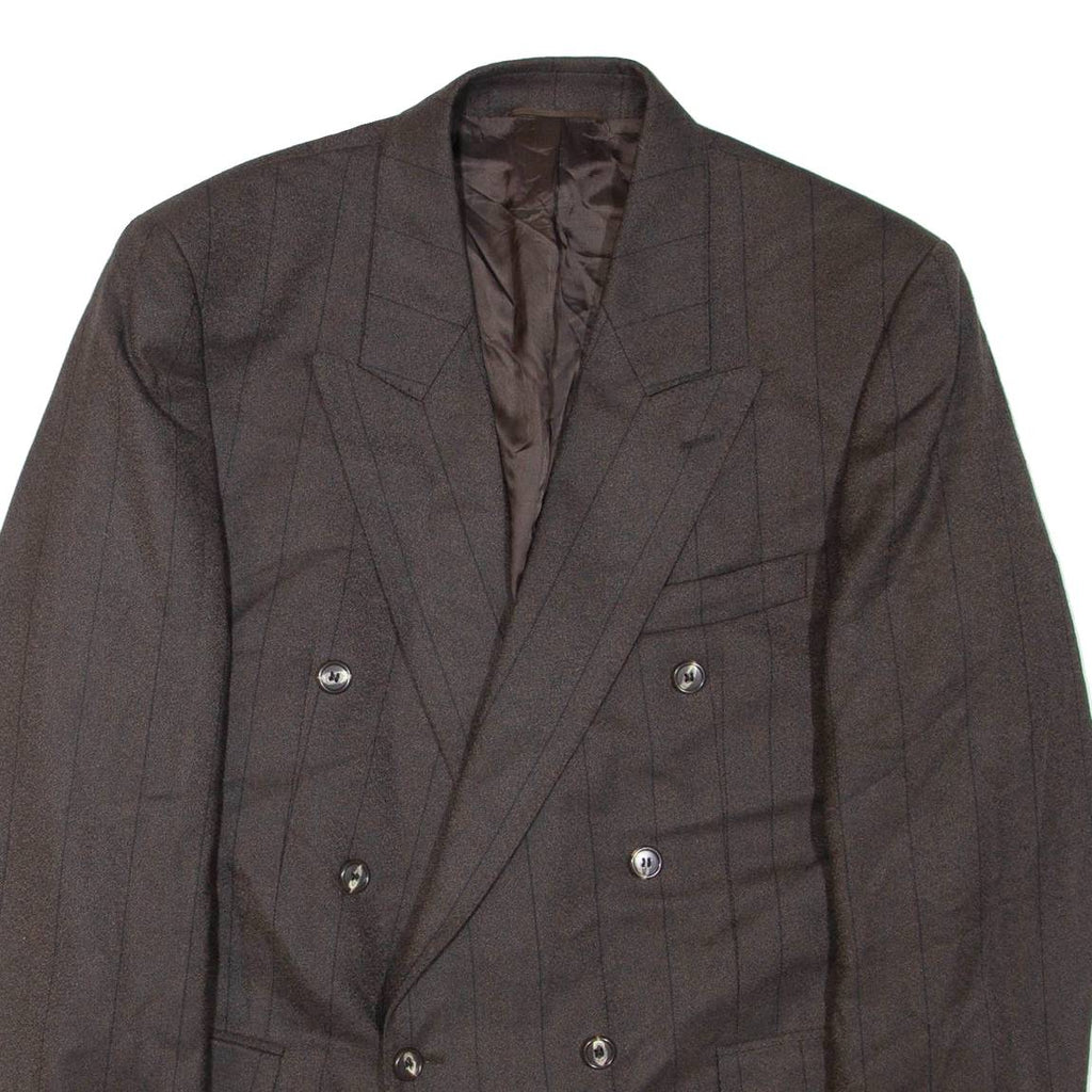 Mens Blazer Jacket Brown Wool Striped XL
