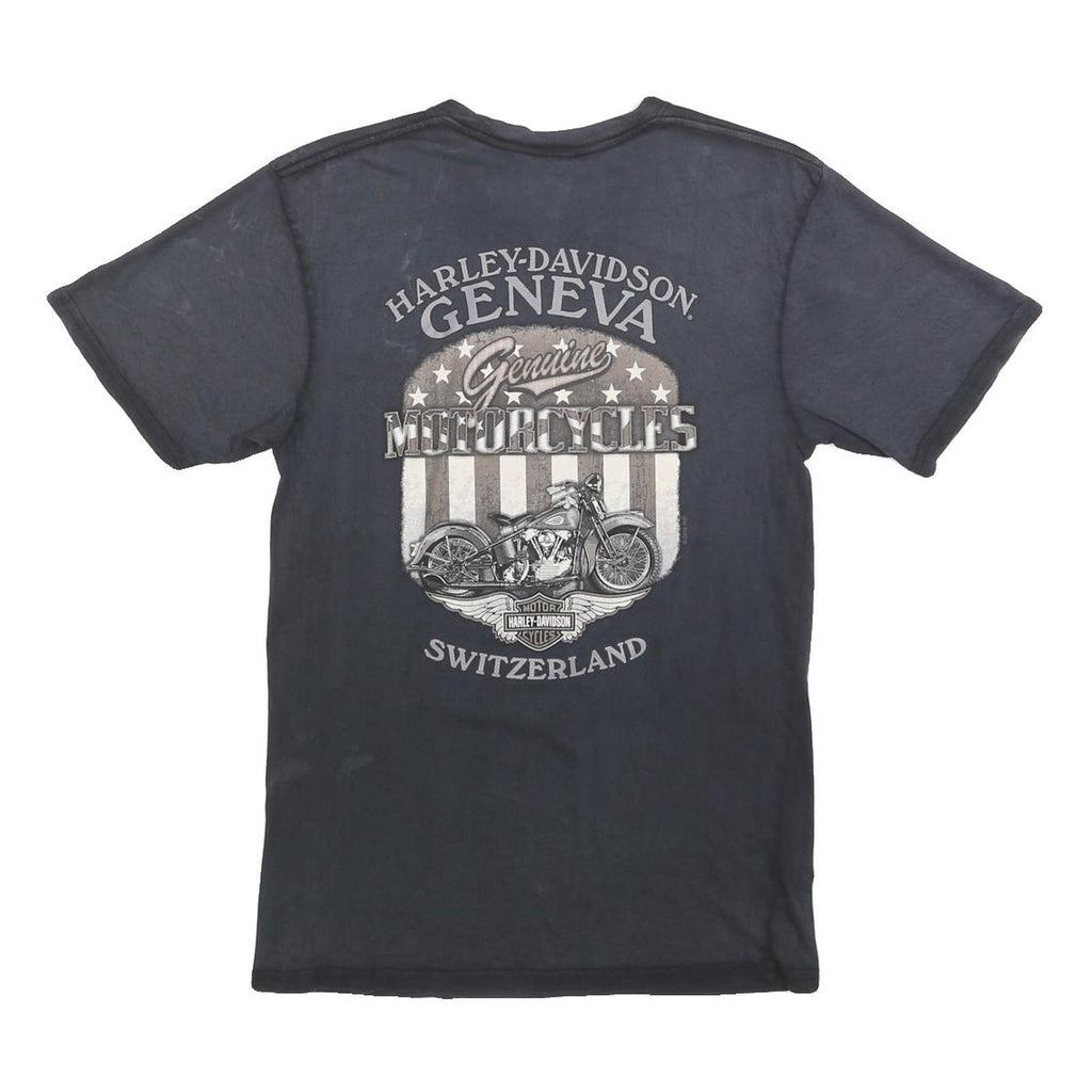 HARLEY DAVIDSON Mens Black Vintage Iron Graphic T-Shirt S Short Sleeve Crew Neck