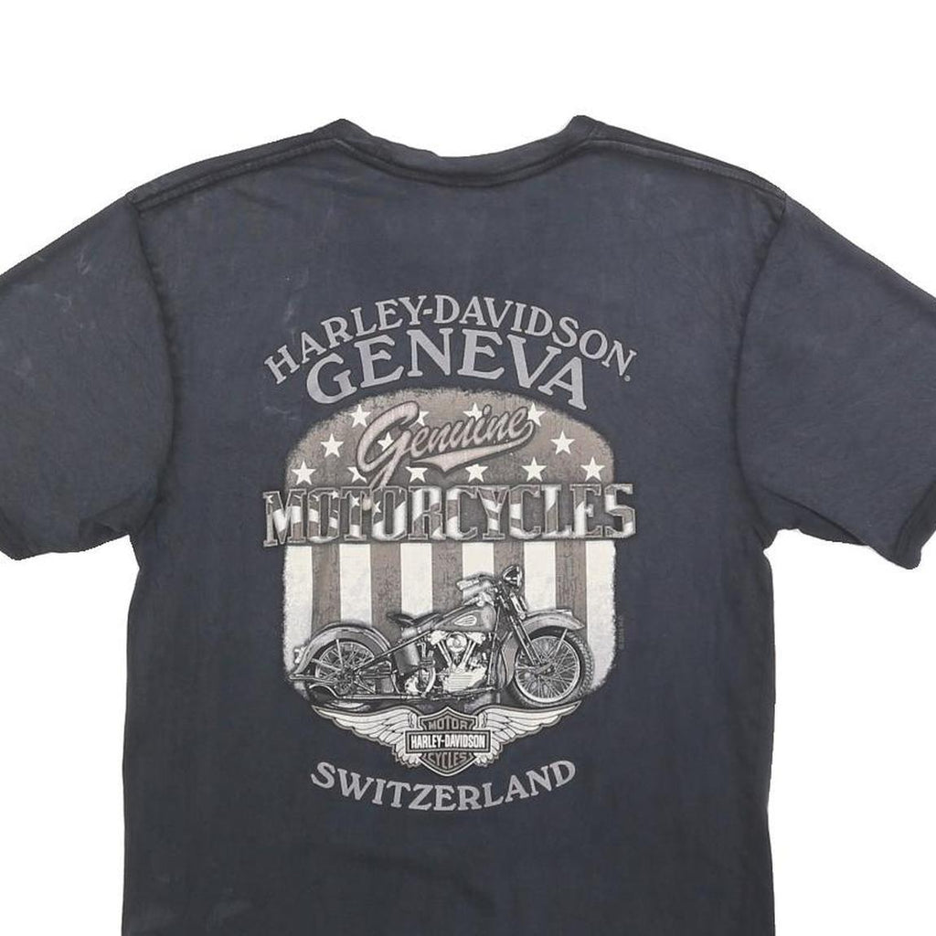 HARLEY DAVIDSON Mens Black Vintage Iron Graphic T-Shirt S Short Sleeve Crew Neck