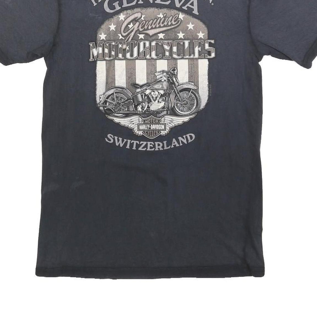 HARLEY DAVIDSON Mens Black Vintage Iron Graphic T-Shirt S Short Sleeve Crew Neck