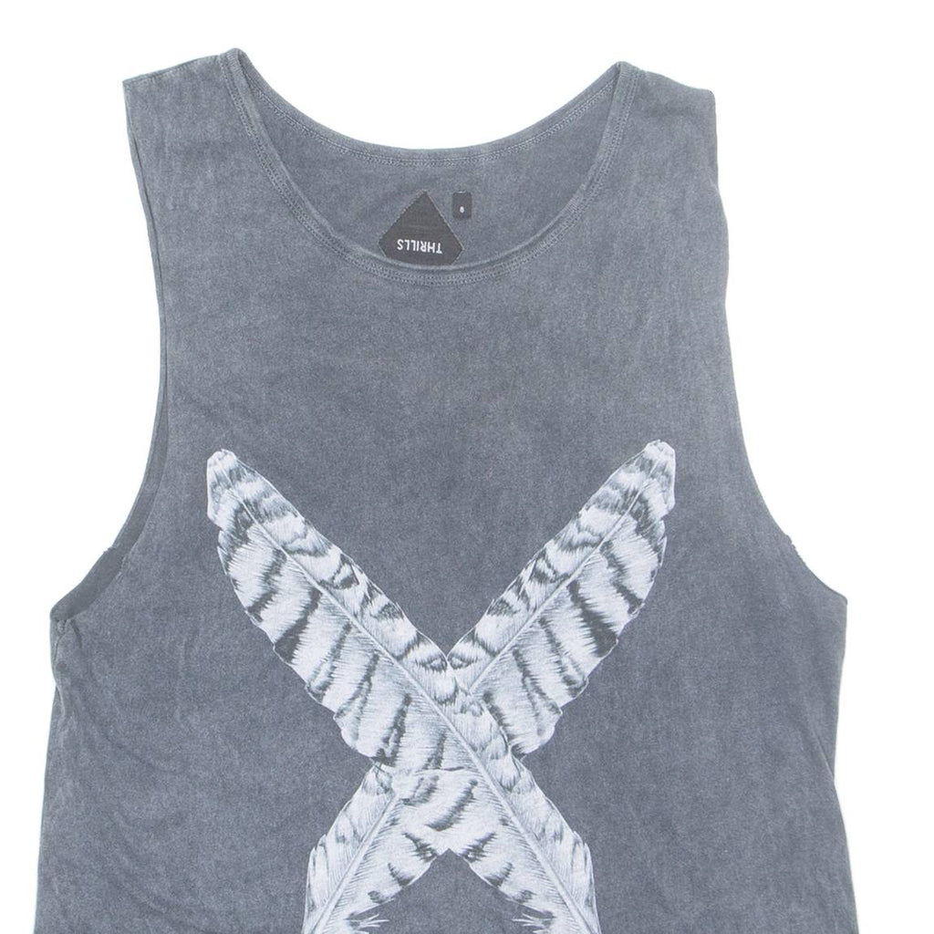 THRILLS Feathers Womens Vest Grey Sleeveless UK 8