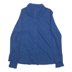 WHITE STUFF Womens Blue Shirt Long Sleeve Button Neck UK 12 Linen Casual Top