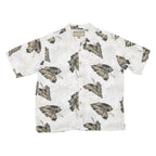 PALM ISLAND Mens Hawaiian Shirt Beige Floral L