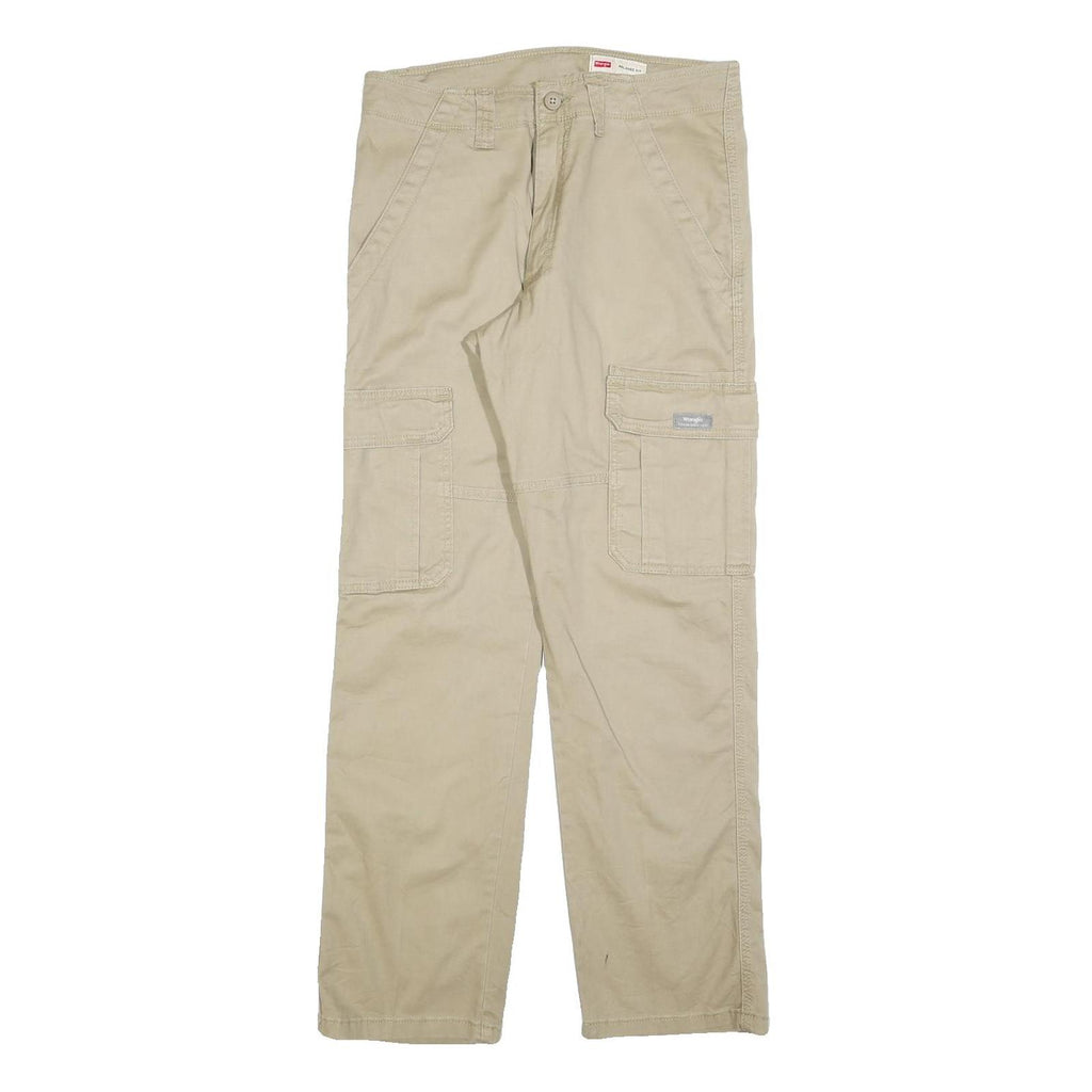 WRANGLER Mens Cotton Blend Beige Relaxed Cargo Trousers W30 L30 Utility Pockets