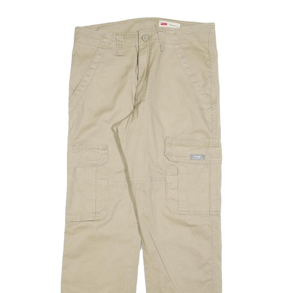 WRANGLER Mens Cotton Blend Beige Relaxed Cargo Trousers W30 L30 Utility Pockets
