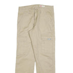 WRANGLER Mens Cotton Blend Beige Relaxed Cargo Trousers W30 L30 Utility Pockets