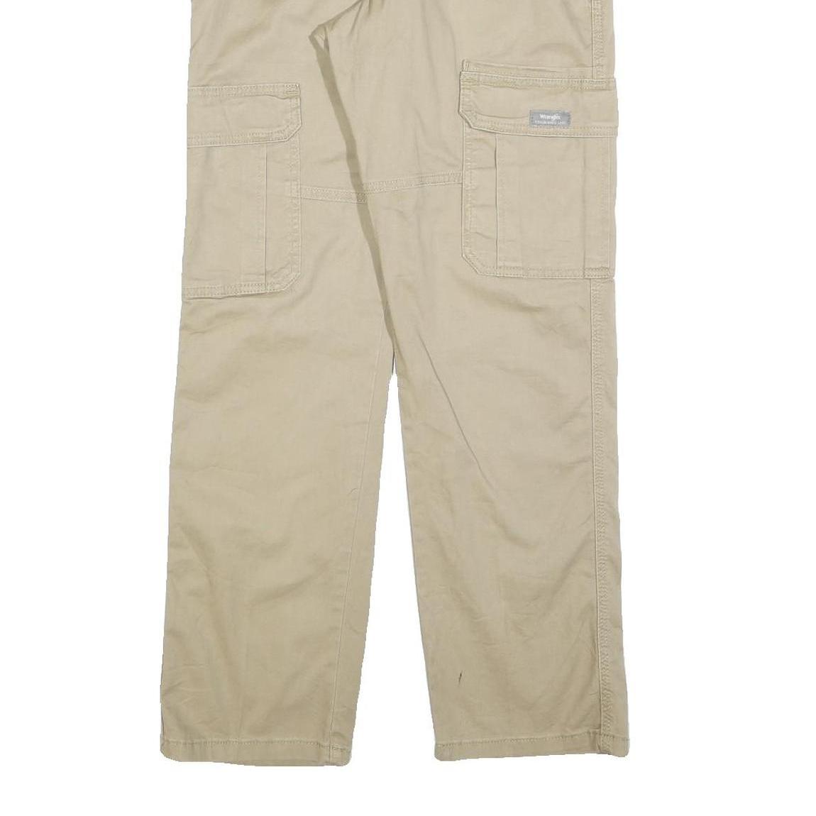 WRANGLER Mens Cotton Blend Beige Relaxed Cargo Trousers W30 L30 Utility Pockets