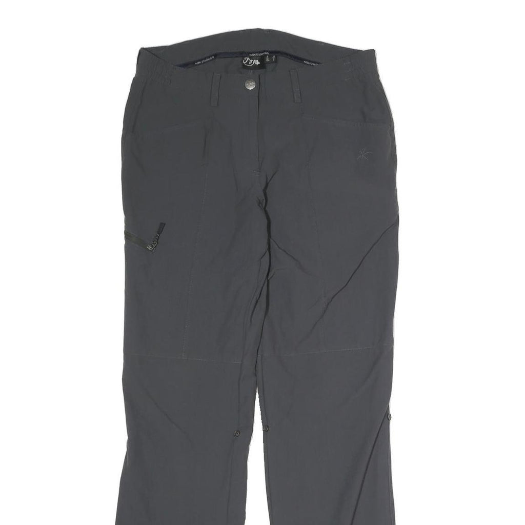 IVY Womens Polyester Blend Grey Regular Fit Straight Trousers W30 L31
