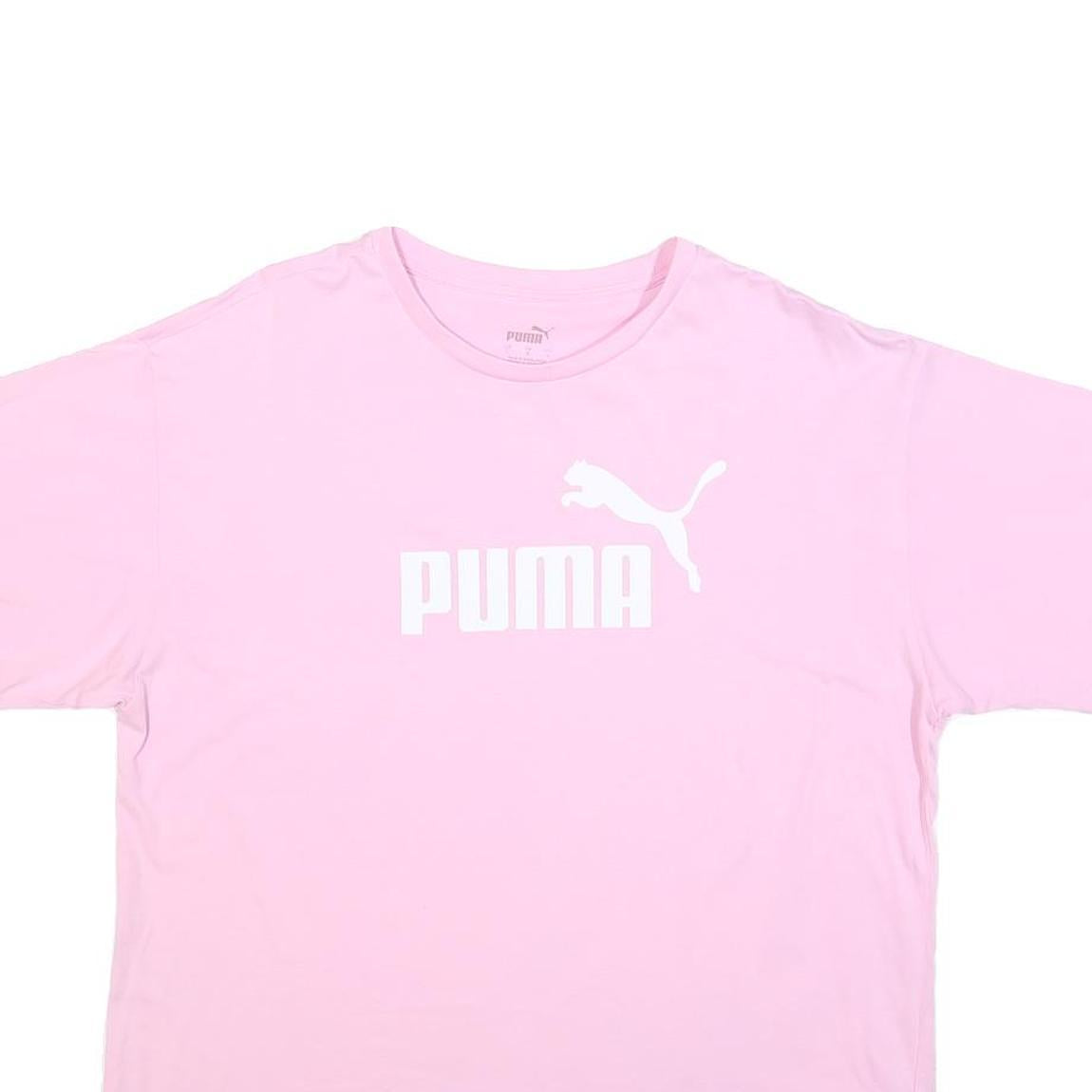 PUMA Womens Pink T-Shirt L Short Sleeve Crew Neck Logo Printed Cotton Blend