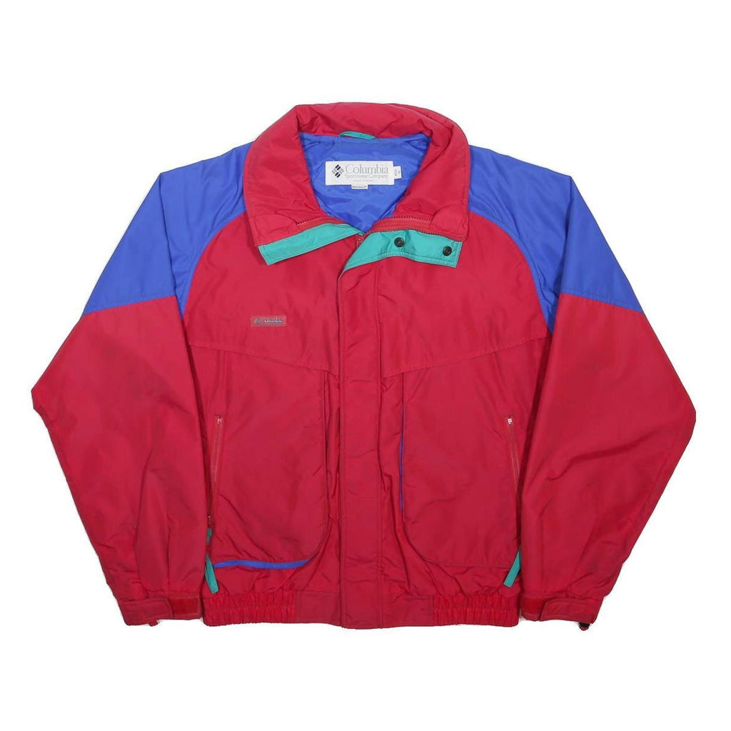 COLUMBIA Mens Red & Blue Outdoor Jacket M Nylon Zip Colourblock Sportwear
