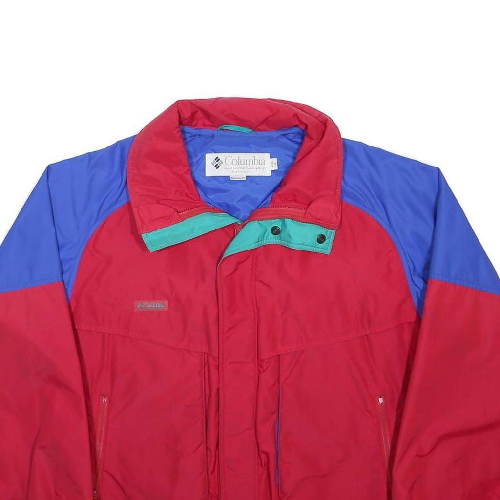 COLUMBIA Mens Red & Blue Outdoor Jacket M Nylon Zip Colourblock Sportwear
