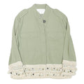 ZARA Womens Green Button Cotton Blend Jacket L Crochet Trim Lightweight