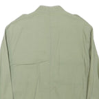 ZARA Womens Green Button Cotton Blend Jacket L Crochet Trim Lightweight