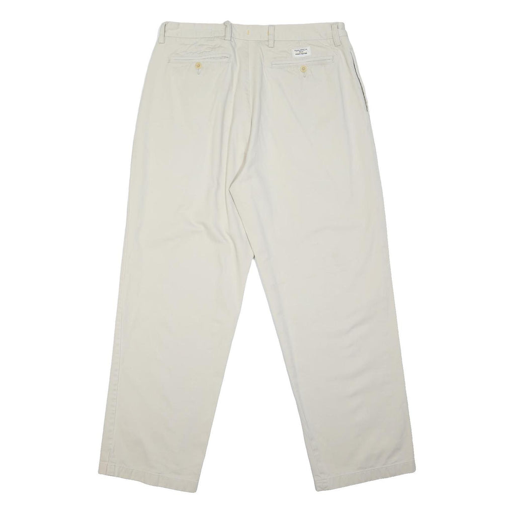 NAUTICA Mens Cotton Blend White Regular Straight Trousers W34 L31 Casual Classic