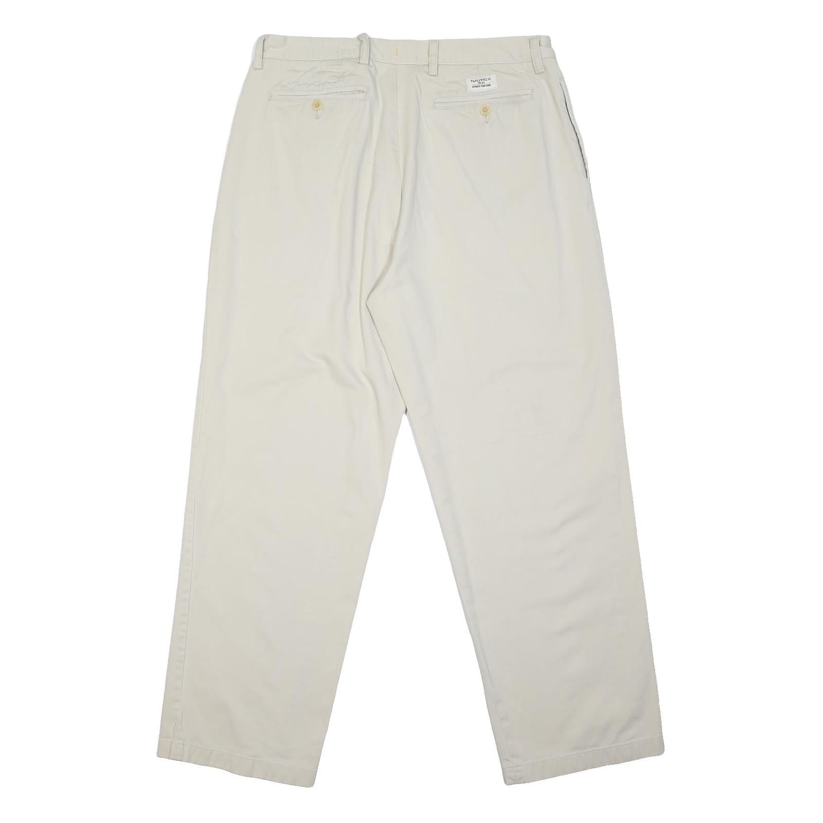 NAUTICA Mens Cotton Blend White Regular Straight Trousers W34 L31 Casual Classic