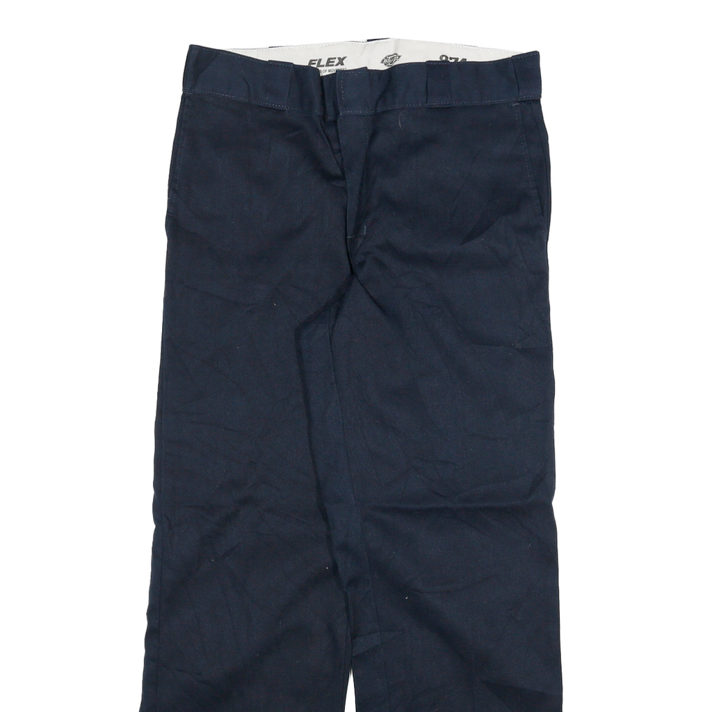 DICKIES Mens Cotton Blend Navy Regular Straight Trousers W30 L29 Workwear