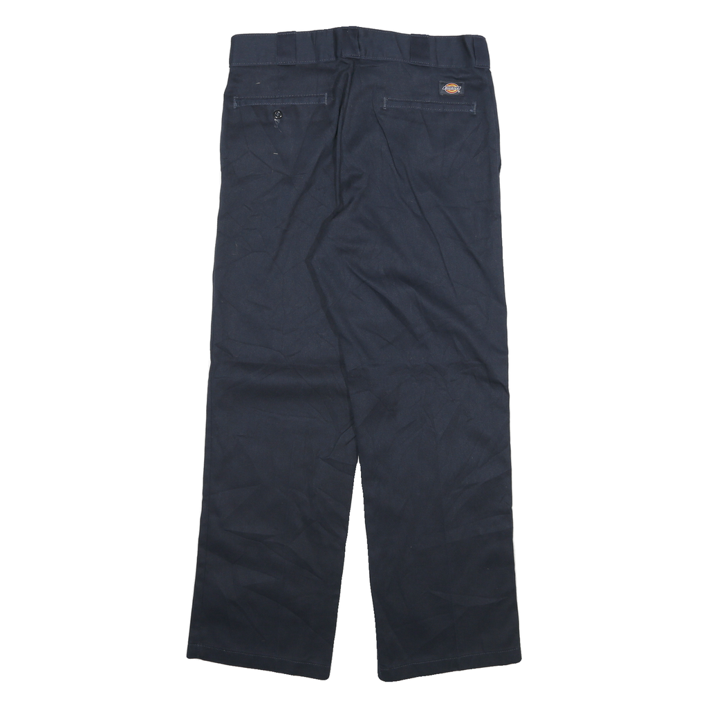 DICKIES Mens Cotton Blend Navy Regular Straight Trousers W30 L29 Workwear