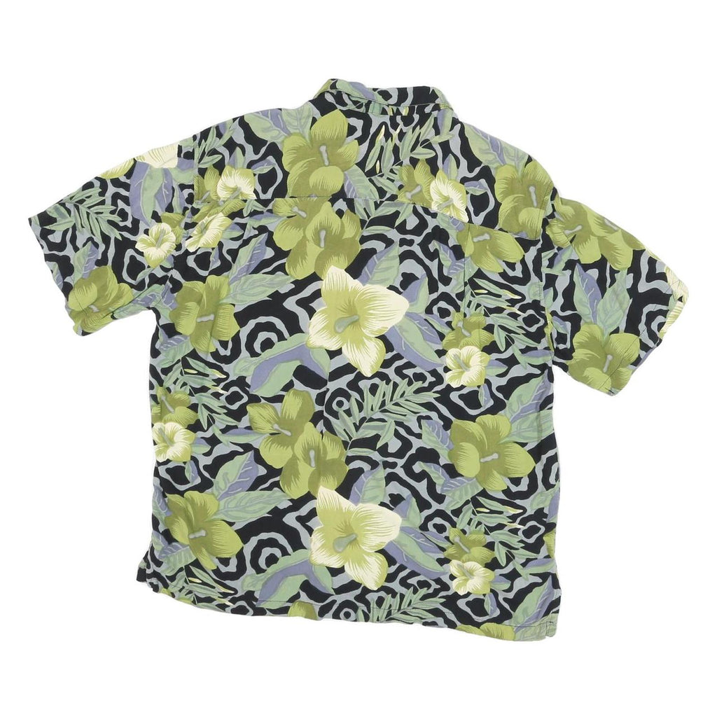 BON HOMME Mens Green Pattern Rayon Shirt M Floral Black Grey Hawaiian Casual