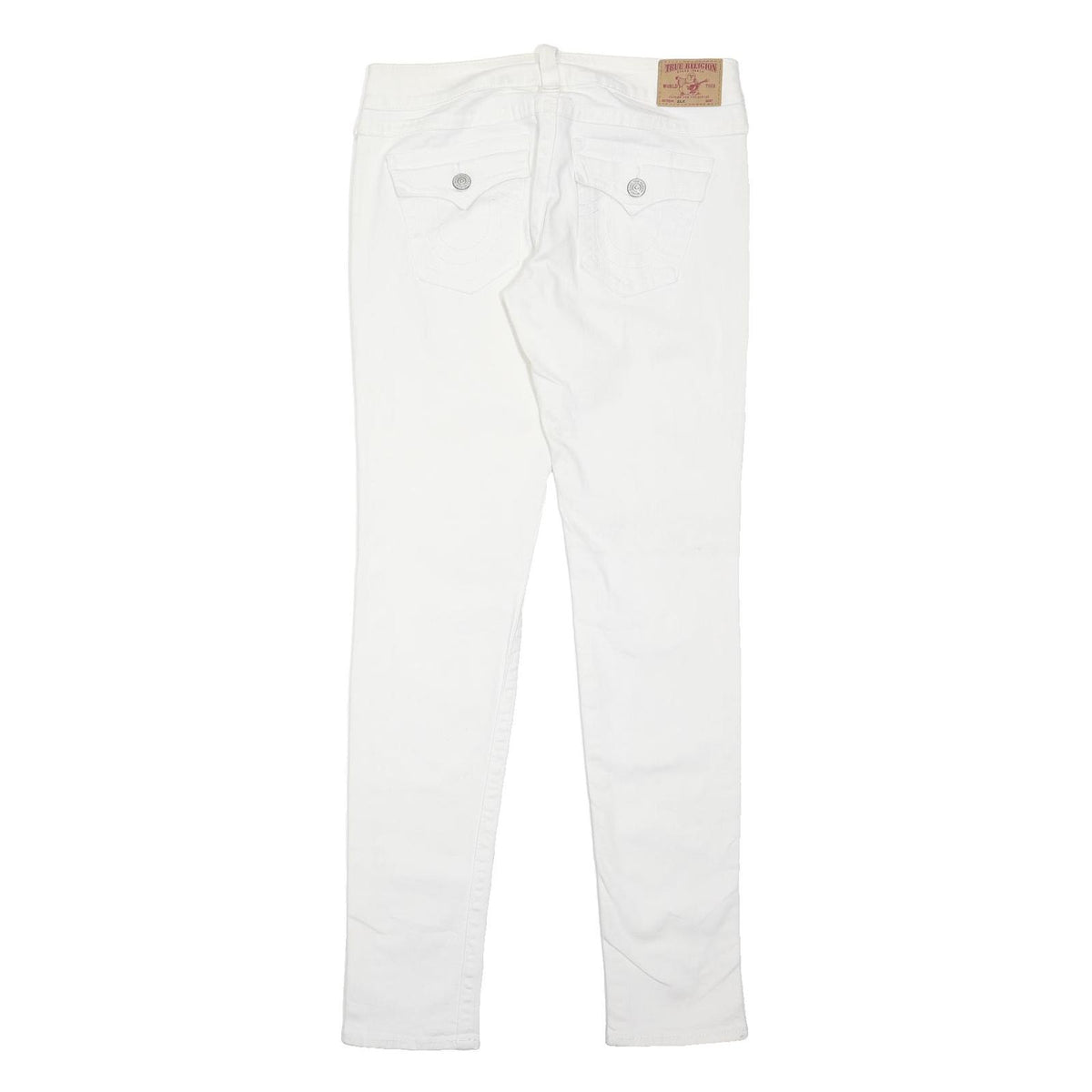 TRUE RELIGION Womens Cotton Blend White Slim Skinny Trousers W32 L34 Stylish Zip